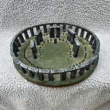 Stonehenge Metal Sculpture Circular 3D Effect Patina Finish Green/Gray picture