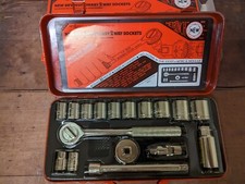 Vintage 1980s BMC Taiwan Metrinch Socket Ratchet Set 3/8 SAE  Metric RETRO 12 pt picture