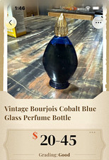 Bourjois Vintage Cobalt Blue Glass Perfume Bottle Collectible Vanity Decor picture