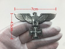 German Cross Eagle Badge WWII Military Enamel Pin Retro Silver picture