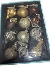 Martha Stewart Living- 12 Piece Gold, Silver Glass Ornament Set picture
