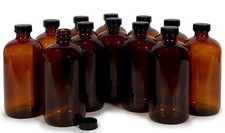 Vivaplex, 12, Amber, 16 oz Glass Bottles, with 12 Count (Pack of 1), Brown picture