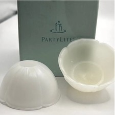 Partylite Frosted White Lotus Blossom Wax Tealight Candle Holders (F1110) picture