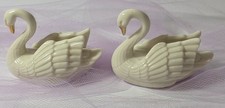Lenox Set of 2  Ivory Porcelain Swan Place card Holders-Gold Beaks Wedding Decor picture