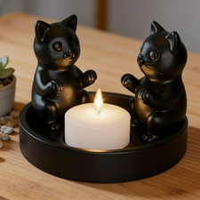 Desktop Cat Candle Holder, Plastic Candle Holder Decor, Black Cat Candle Holder picture