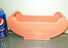 RARE ABINGDON ART DECO POTTERY PLANTER VASE #536 SCROLL FERN DESIGN - MATTE PINK picture