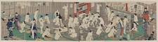 Photo:Japan 1868 Public Bath Women Fighting Ukiyo-e Woodblock Print picture
