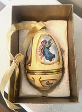 Mr. Christmas Valerie Parr Hill Musical Egg Ornament Trinket Cream Angels, boxed picture