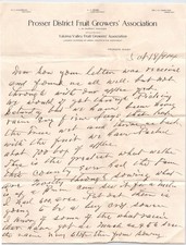 1914 Prosser District Fruit Growers Association WA Letter Yakima Valley Apples picture