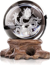 HDCRYSTALGIFTS 3D Inner Carved Dragon Crystal Ball Paperweight 60Mm Glass Ball O picture
