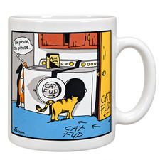 Vintage 1986 The Far Side Cat Fud Mug Gary Larson Cat Dog Cartoon Coffee Cup picture