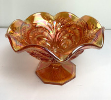 Imperial Glass Compote Marigold Scroll Embossed Eastern Star Octagonal Footed picture