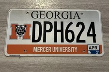 Georgia Mercer University License Plate - DPH624 - EXPIRED/ART/DISPLAY picture