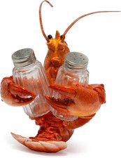 Lobster With Salt and Pepper Shaker Figurines Decoration Lobster Set with Hol... picture