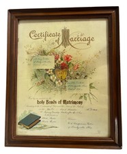 Antique Marriage Certificate 1909 Victorian Ephemera Minnesota- Repaired picture
