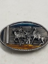 Vintage 1983 Cowboys Belt Buckle Bergamot Brass Works J-146   Horse picture