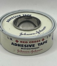 VTG Johnson & Johnson Red Cross Waterproof Adhesive Tape Tin picture