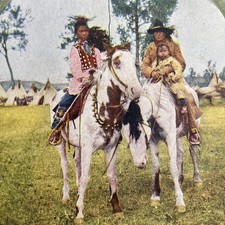 Sioux Warrior Family Stereoview T.W. Ingersoll 1899 Native American Mounted picture