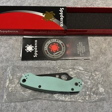 Spyderco Golden USA C81GPTLBK2 Paramilitary 2 Teal G-10 Pocket Knife Mint In Box picture