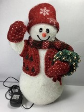 Vtg AVON 2002 Fiber Optic Light-Up Snowman Christmas Colors 16” WORKS (video) picture