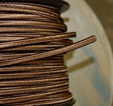 Brown 2-Wire Cloth Covered Cord 18ga Vintage Style Lamp Lights Antique Fan Rayon picture