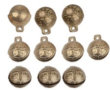 New TIBETAN Brass BELLS LOT of 15 Bead 14mm Craft Temple Herding Small Metal  picture