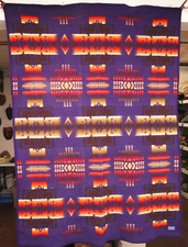 Pendleton Beaver State Wool Blanket Purple Chief Joseph Geometric 71”x57” picture
