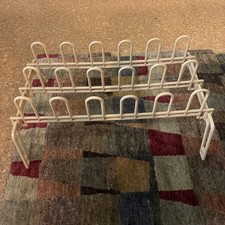 Vintage 80s Yaffa Basic Line Almond Cream plastic freestanding shoe rack Retro picture