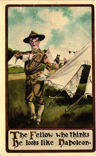 The Fellow Who Thinks He Looks Like Napoleon Vintage Comic Military Postcard Unp picture