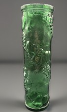 Long Tall Vintage MCM Empoli Harvest Fruit Emerald Green  Embossed Vase MCM EUC picture
