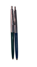 Vintage Sheaffer Safeguard Ballpoint Pen (2) Green Blue Metal Cap 5 5/8
