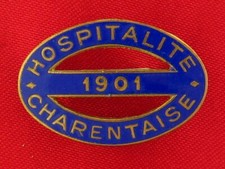 Vintage LOURDES Pin French Enamel 1901 HOSPITALITY Pin HOSPITALITE CHARENTAISE picture