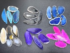 Small Oval Agate Slices (10 Pc Sets)(1-1.5 Inches) Blue Purple Pink Brown picture