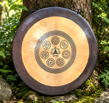 50 CM Seven Chakra Symbol Yogi Carving Gong - Natural Sound Healing, Mindfulness picture