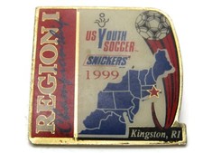 Vintage 1999 US Youth Soccer Pin Region I Championship Kingston RI Snickers picture