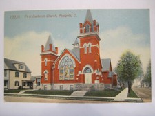 FIRST LUTHERAN CHURCH POSTCARD FOSTORIA OH OHIO 1907 picture