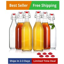 Glass Bottles With Stoppers 32oz Brewing Bottles for Kombucha Soda Juice picture