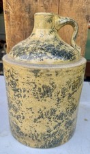 Antique Primitive Stoneware Ceramic Jug Spongeware Splatterware Shoulder Vtg picture