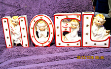 Vintage Christmas 1950’s Art Mark NOEL Angels Wall pockets Candleholders Japan picture