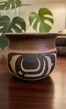 Judy Cranmer (1935-2007) Northwest Coast Pottery Bowl Haida Design 3.1”x4.1” picture