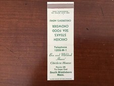 Vintage Ben & Mildred Howes’  Chicken House  S. Middleboro Mass. Matchbook Cover picture