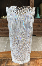 Waterford Crystal Master Cutter Peacock Feather Pattern Vase 12