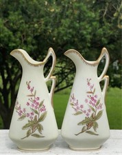 2 Antique 1800’s Royal Worcester Handpainted cream pitchers/vases picture