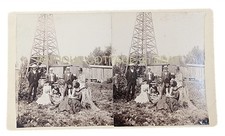 antique CLAYTON ELY EMIG hallam pa STEREOVIEW PHOTO field family tower picture