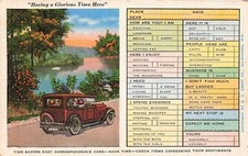 Lazy Busy People Comic Vacation Card Auto Scenic River Drive Vtg Postcard H39 picture