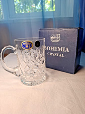 Stunning Bohemian Cut Crystal Glass 0.4L Tankard, In Original Box, Gift Idea picture