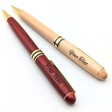 Personalised Engraved Wood Ballpoint Pen Executive Twist Top 1mm Tip Office Gift picture