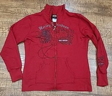 Harley-Davidson Orlando Fl USA Red Full Zip Sweat Jacket Size L Roses  picture