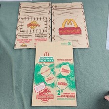 3x McDonald's 1994 Paper Take Out Bag Vintage Flintstones Holiday Movies picture