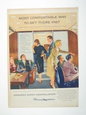 Vintage 1956 Lockheed Super Constellation Print Ad Air France MOD Women Fashion picture